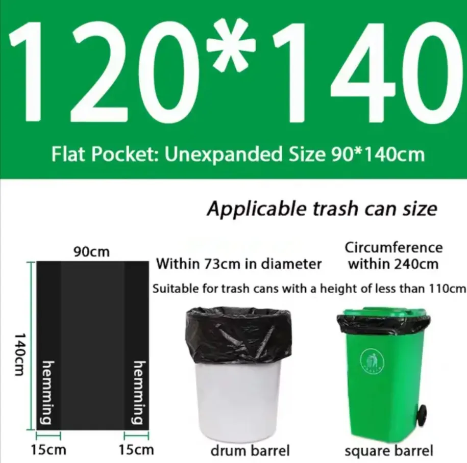 Heavy Duty Tear Proof Industrial Black Trash Large Disposable Garbage Plastic Bags