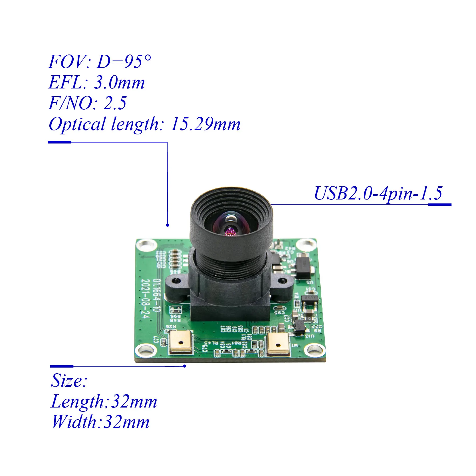 Hot-Selling 2MP 32x32(mm) Mini Security Board Camera ov2735 CMOS CCTV Camera Module 1080P for Industrial Robot Vision