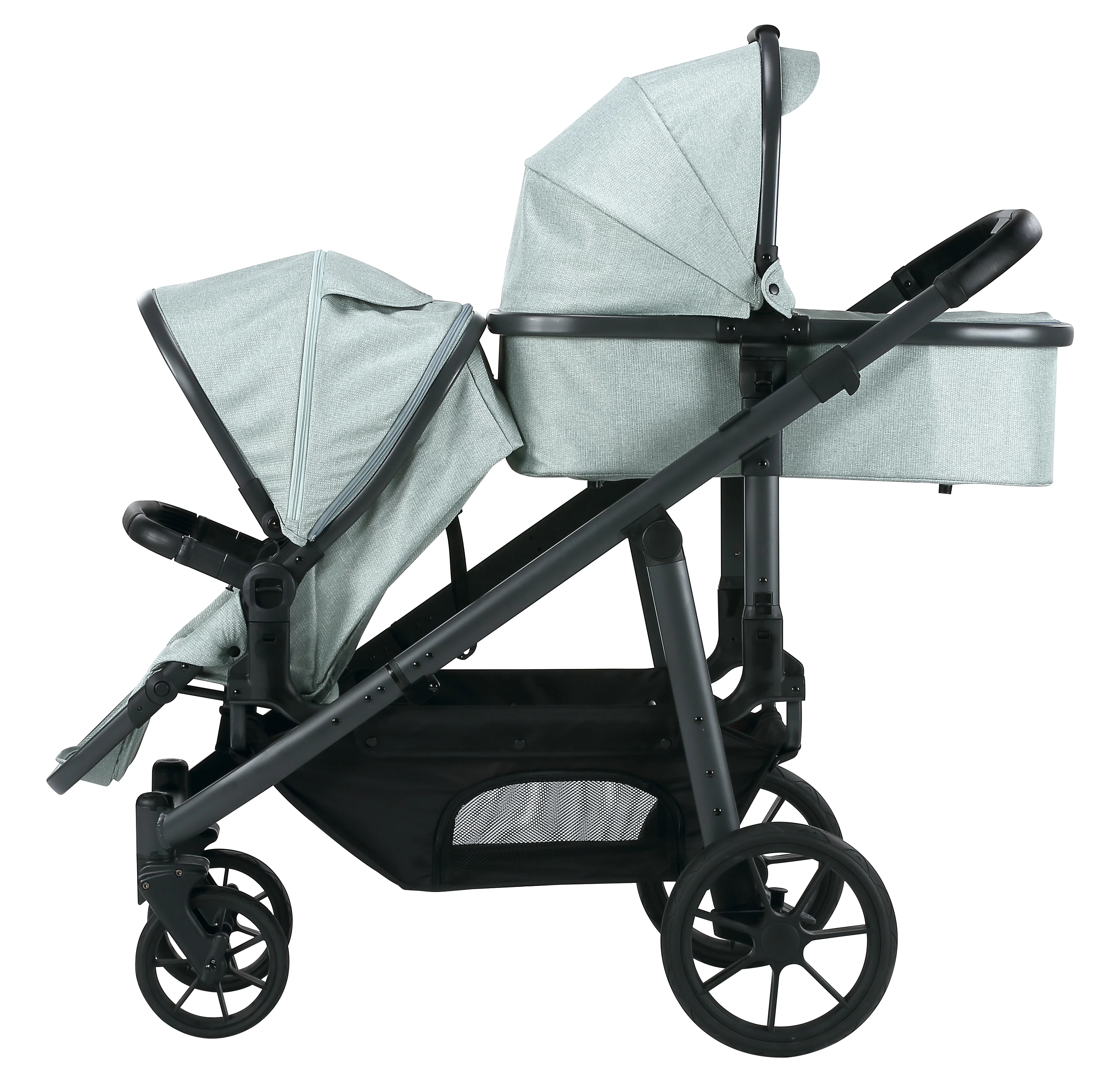 Eu Folding Baby Wagon Wholesale Twin Baby Wagon Stroller 4 Seat With CPC Certificate With Five-Point Safety Belt