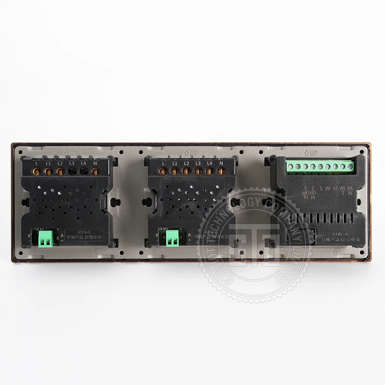 Coffee Gold Color CNC processed aluminum brushed material hotel using 3 connected light and FCU control bedside switch