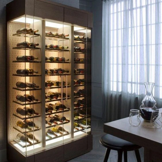 Luxury Modern lounge decor led design modern bar display storage shelves Wine Bar Cabinet