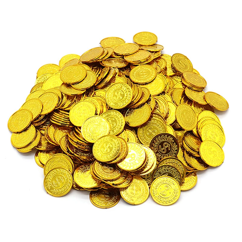 Plastic Pirate Gold Coin Game Coins Pirate Treasure Hunt Treasure, Kids Toys Party Props Decoration Party Gift Lucky Draw Game