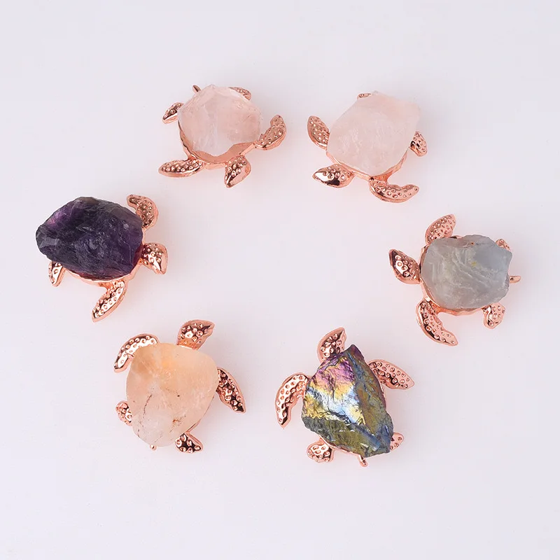 Natural Raw Crystal Stone Carvings Crafts Raw Stone Turtle Tortoise for Souvenir