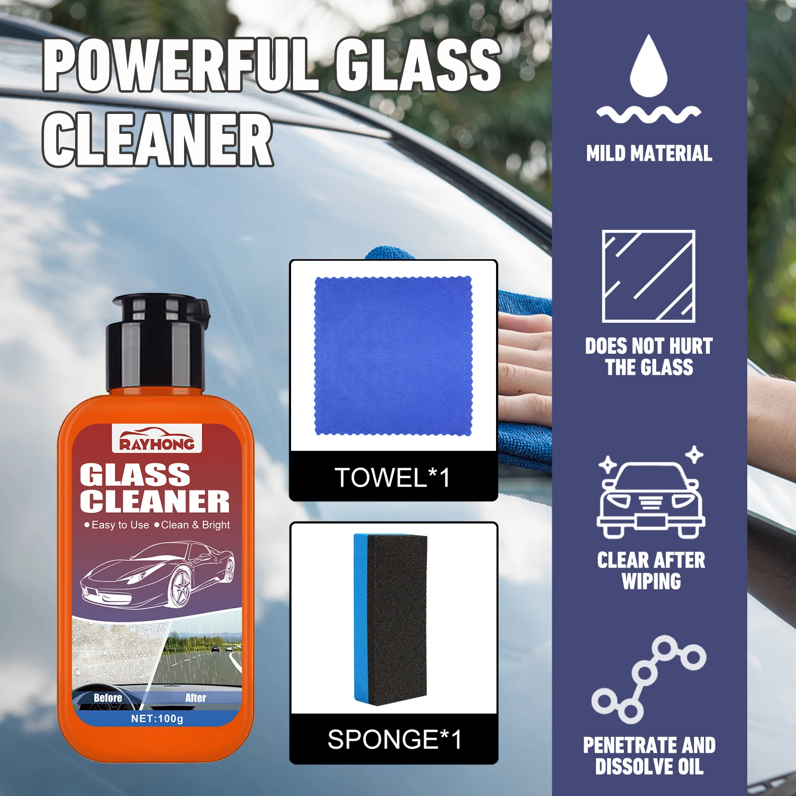 Rayhong Glass Cleaning Chemicals Quickly Liquid To Clean Glass	Windshield Cleaning Detergent Glass