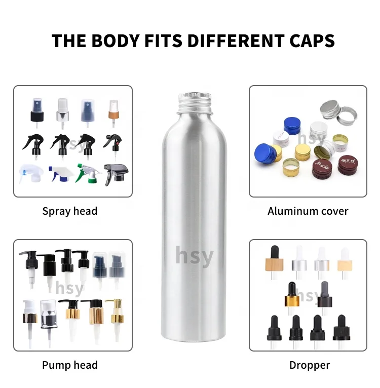 Factory spot 50 ml 100 ml 250 ml 500 ml 750 ml beverage water beer aluminum metal bottle with food grade coating bottle