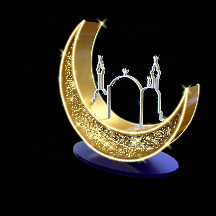 Height 9 feet 10 feet large Eid Ramadan Products 3D Moon Motif Lights Outdoor Holiday Decoration