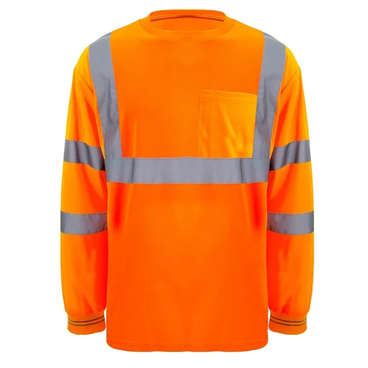 Оранжевая Защитная Рубашка ZUJA EN20471, светоотражающая рубашка с длинным рукавом (62065156821)