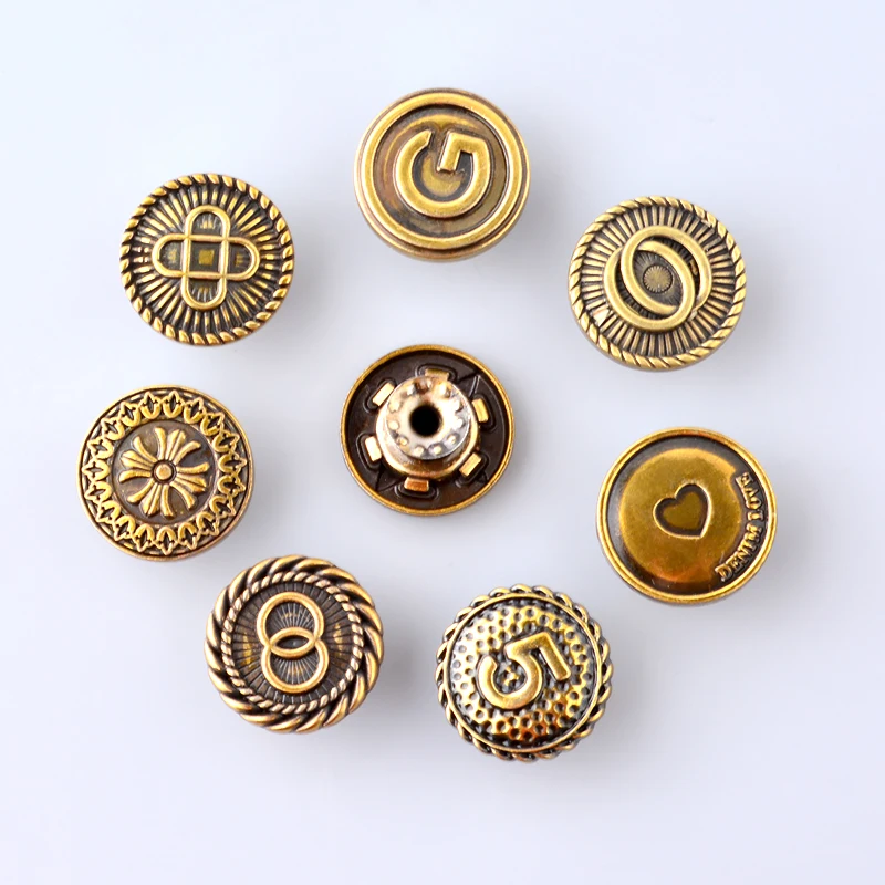 2024 High Quality Metal Elastic Denim Buttons Brass With Rivets for Jeans