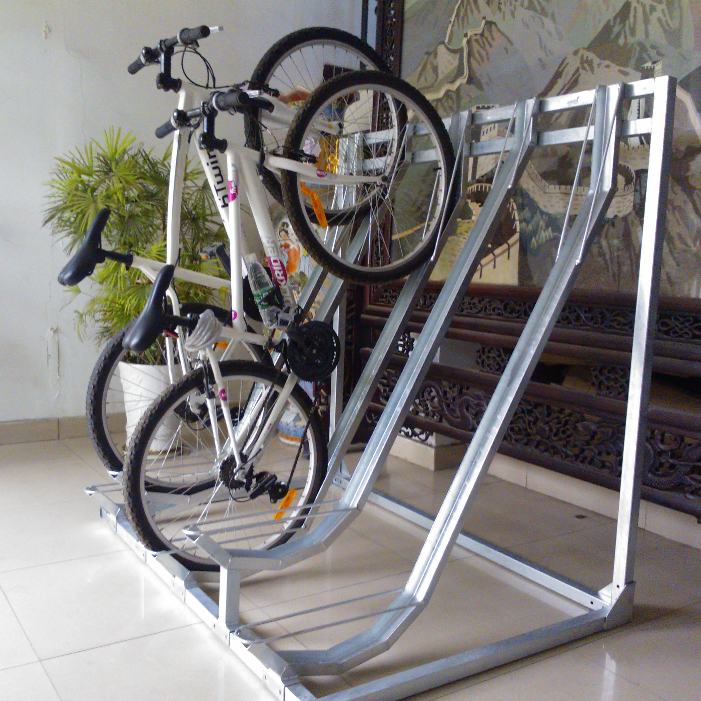 Durable commercial multi-capacity bike stop galvanized cycle rack bicycle  l-shaped parking storage stand