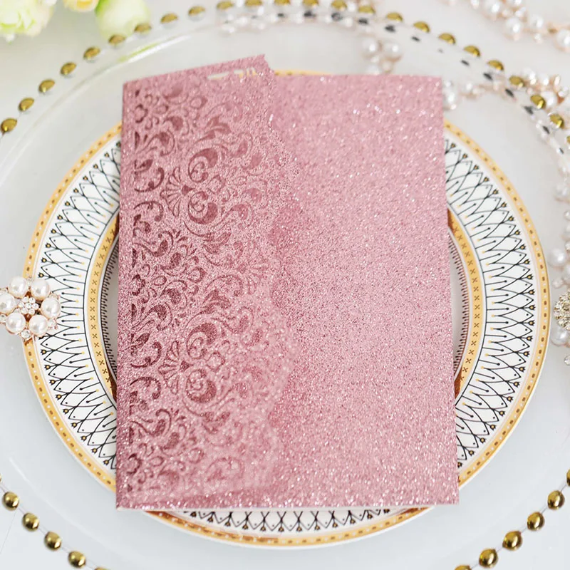 Stylish European Style Wedding Invitation Card Shine Laser Cut Wedding Invitation Custom Wedding Invitation