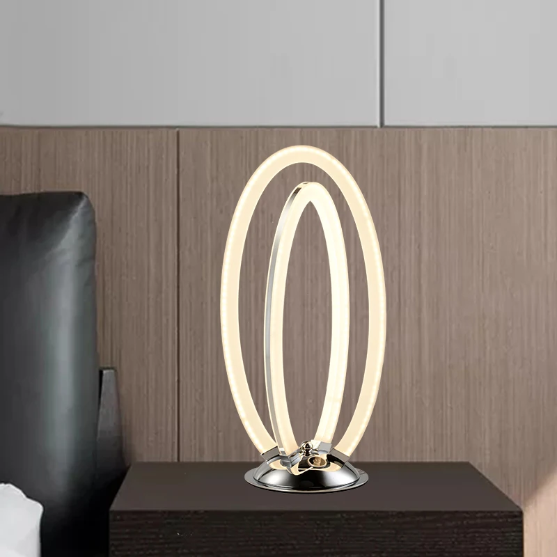  HUAYI Good Price Oval Shape Study Room Decoration Aluminum Acrylic LED Luxury Yellow Table