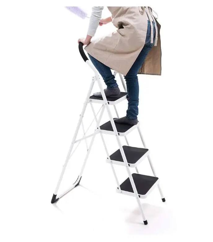 4 Step stool step ladder with handgrip and wide pedal load capacity 150kg