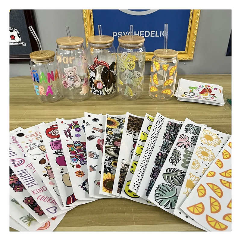 Good Price custom uv dtf transfers for cups wrap uv dtf cup decals transfers christmas uv dtf cup wrap transfers 16oz 24oz lib