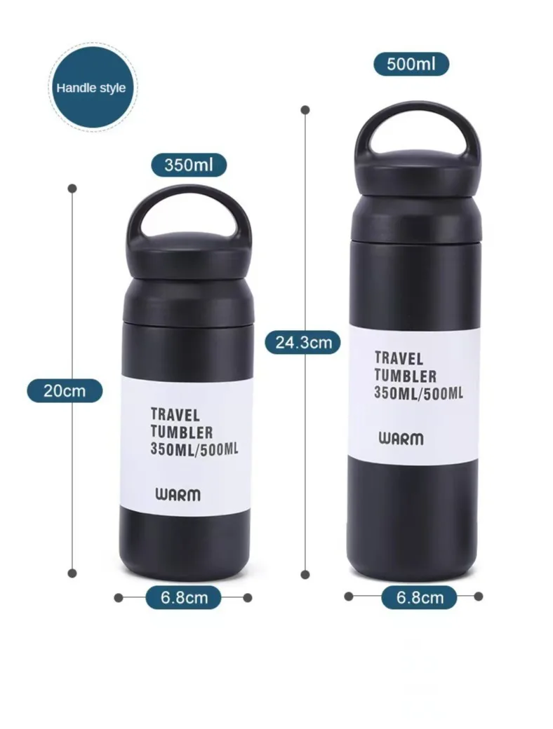 500ml Tumbler Handle Custom Water Bottle Sports Design Style Hot Cold Thermal Insulation Personalized