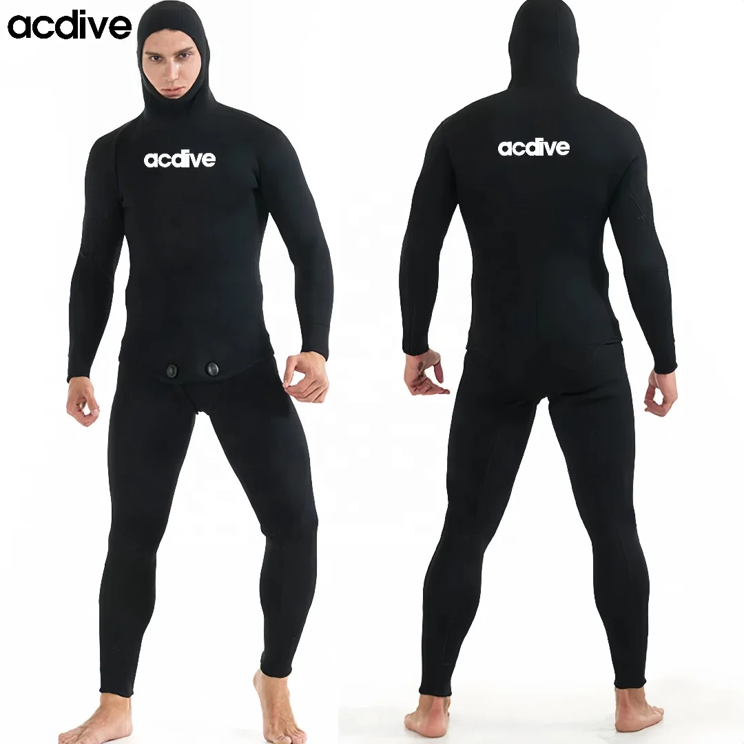 OEM ODM Spearfishing 2.PCS 1.5mm Max Stretchy Men Hooded Yamamoto Neoprene Free Diving Wetsuit