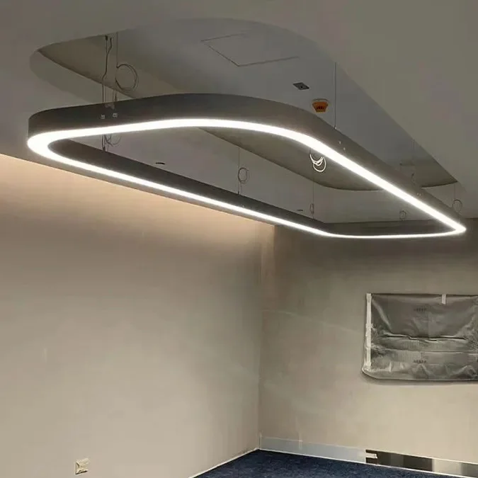 New indoor ceiling suspended lighting curved aluminum Profile LED continous light for retail store