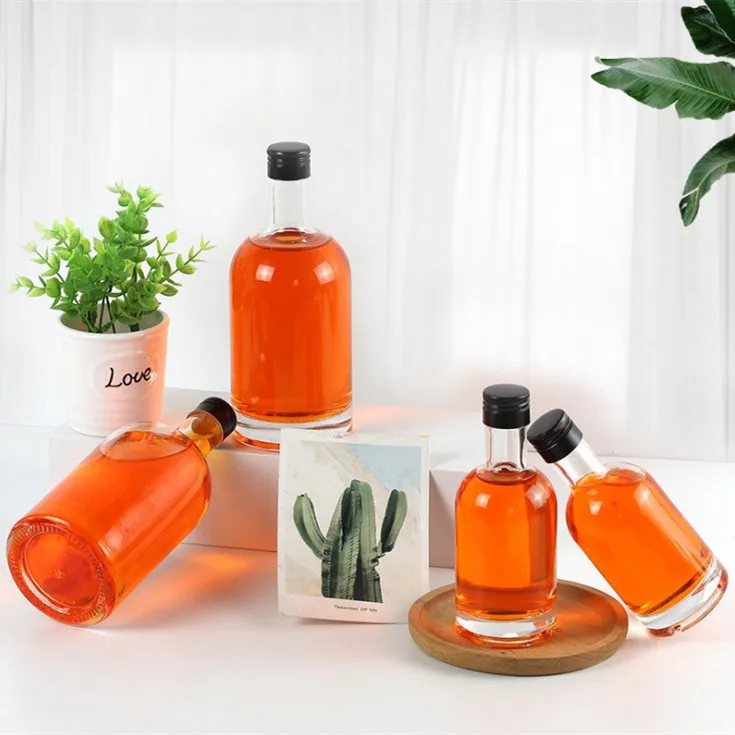 Logo Printing 0.5L Liquor Bottle with Aluminum Plastic Cap 500ml Empty Spirit Glass Bottle for Vodka