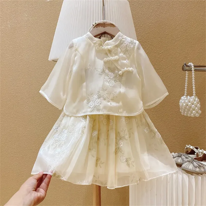 2024 year Huzhou Chinese style girl skirt kids clothing girls for 2 to 7 years old girls kids summer dress