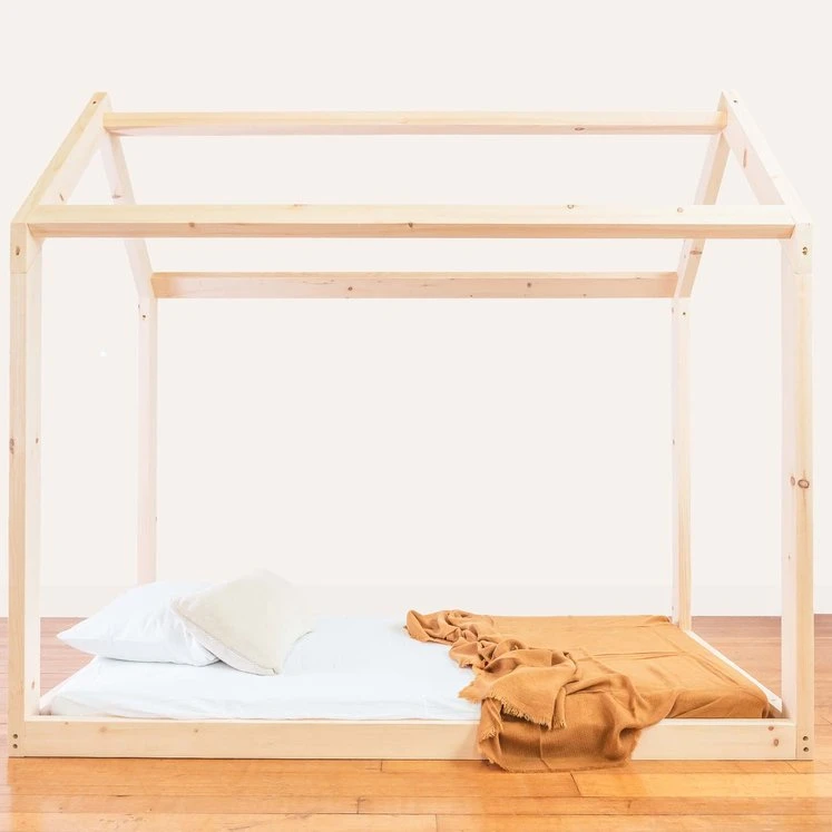 Natural Wood Montessori Bed For Kids High Quality Wood Floor Bed For Toddlers