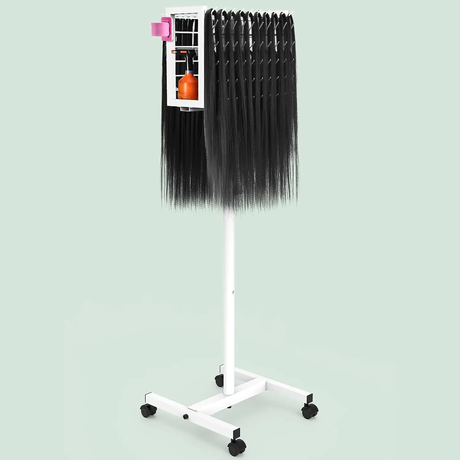 adjustable braiding hair bundle color easel display stand rack metal on wheels