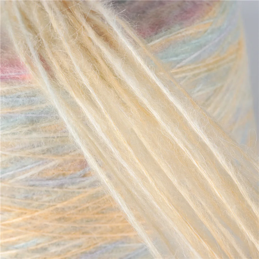 3.3s/1 4% Wool Blended Acrylic Rainbow cake Fancy Air Yarn woven worsted color gradient trim yarn on cone  for milk cotton yarn