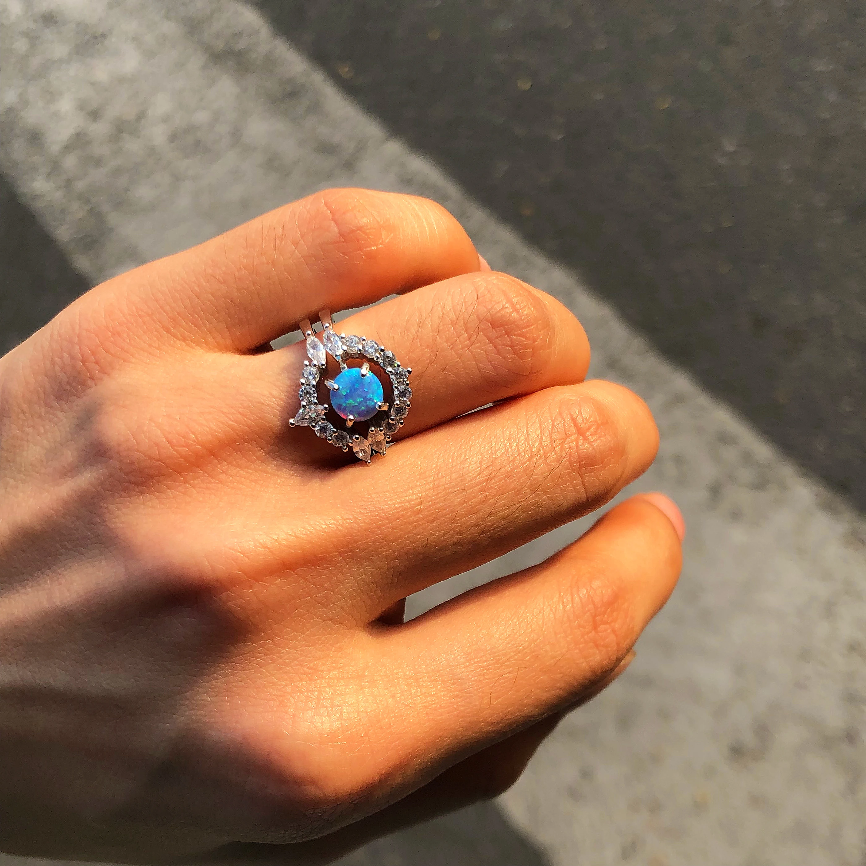 
Sevenajewelry SAR7313 Fashion jewelry sterling silver engagement rings,halo women rings opal jewelry 