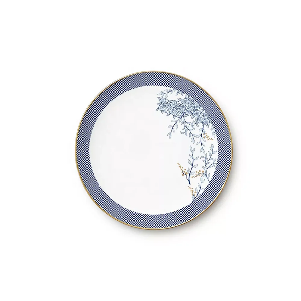 Luxury Blue and White Plates set Porcelain Dinnerware Bone china Tableware