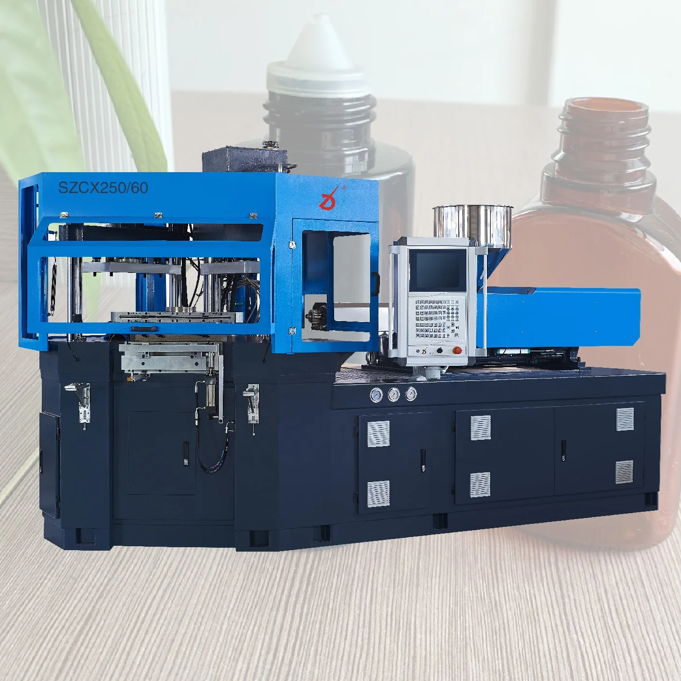 HDPE,PP high level one step full automatic European style injection blow molding machinery for plastic bottles and jars