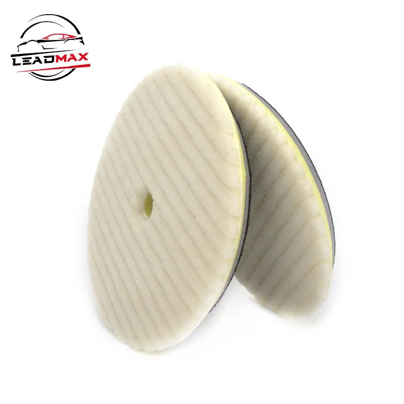 LEADMAX 5 Inch High Quality Lambs Wool Polishing Buffing Pad Wool Polisher Pads For Car Detailing Waxing Polishing Buffer