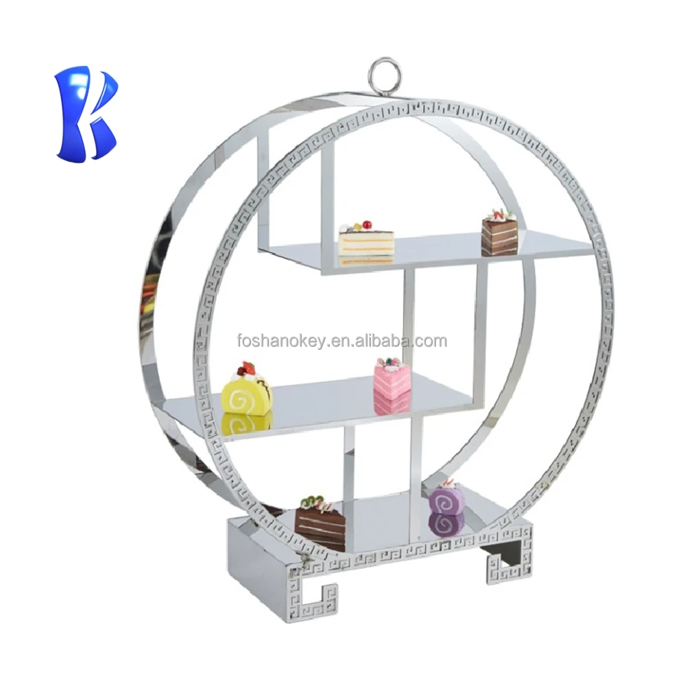 hot sale buffet riser for wedding decorations Catering luxury food display stand stainless steel 3 tiers elevation cupcake rack