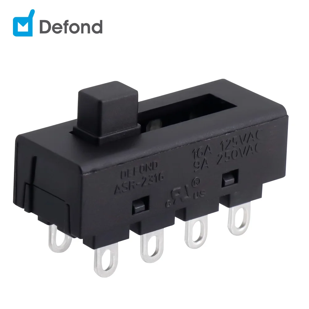 Defond 8pin 2p3t 16A 9A 125VAC 250VA on off sliding switch ASR-2316-CAC31-01R slide switch