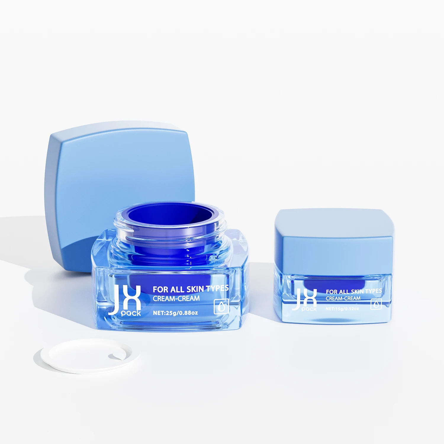 Wholesale 15g 25g refillable skincare cream container packaging eco friendly green custom square glass cosmetic jars with lid