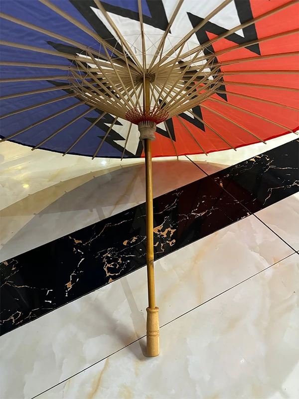 Chinese Classical Style Decorative Flower Oil Paper Fabric Umbrella Bamboo Craft Silk Cloth Umbrella
