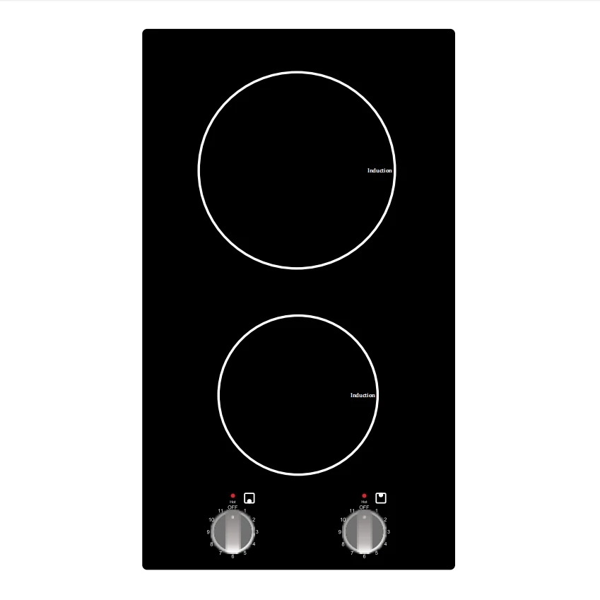 European Knob Control Domino 2 Burner Built in Induction Cooktop