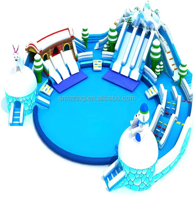 inflatable water theme park commercial large shark water slide pool inflatable water park kids with slide and large pool