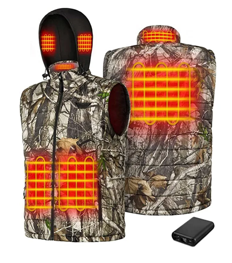 12v Men Hiking Camo Graphene Heating Waterproof Reversible Eagles Safety Battery Hunting Heated Vest With Intelligent Charging