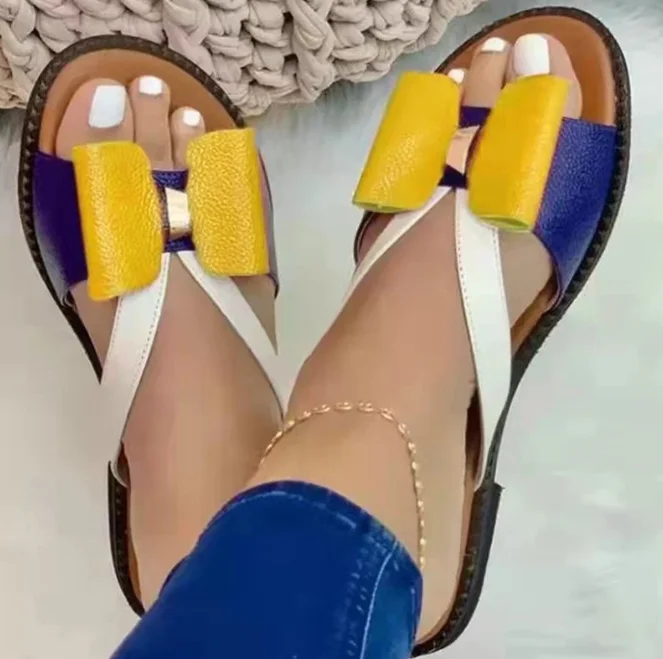 2023 wholesale cheap new summer fashion women sandals and slippers suede flat bottom cross ladies slippers