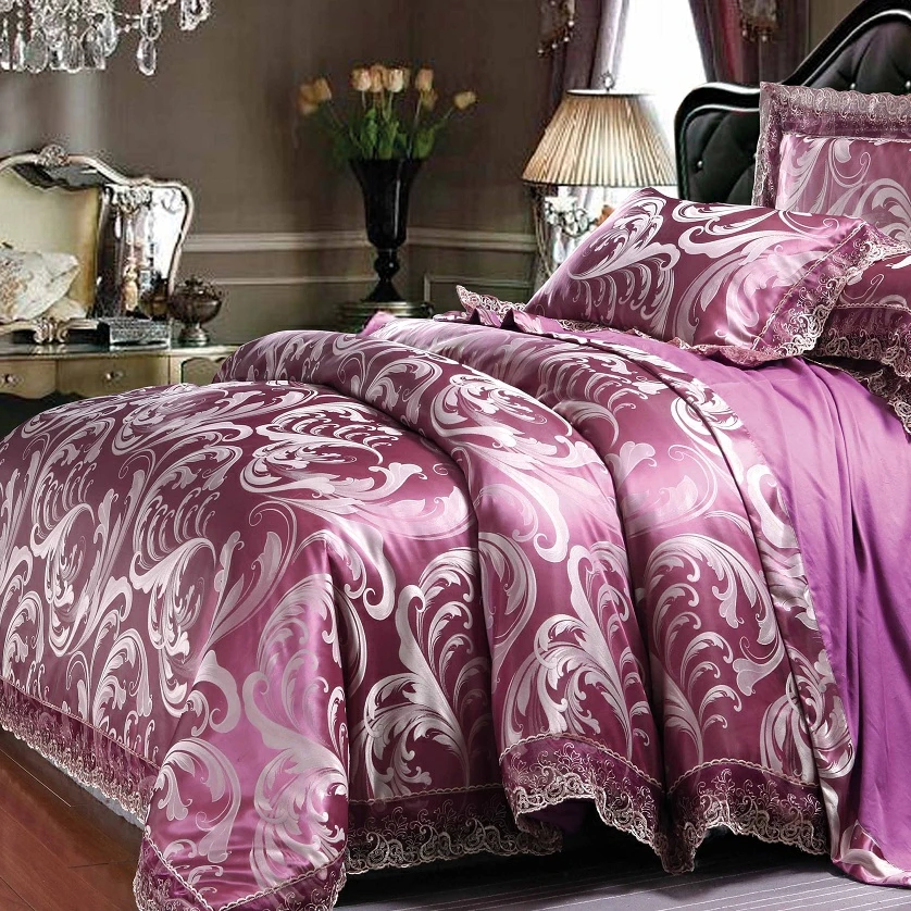 
100% Brocade Polyester fabric jacquard for bedding set, silk bed linen 