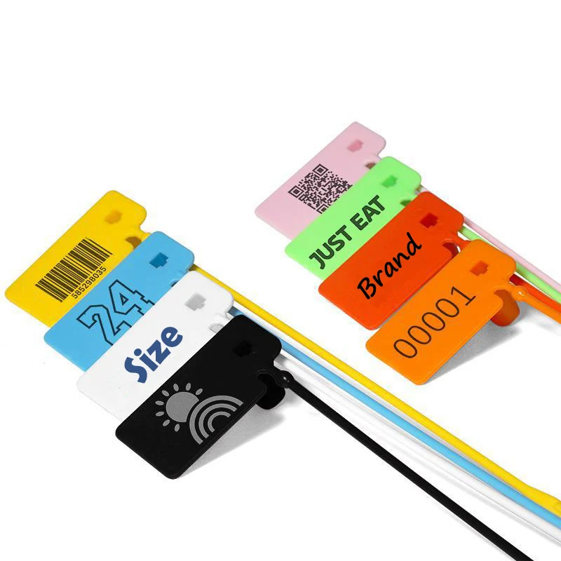 Wholesale Factory Custom Brand Name Logo Hang Tag Anti-theft Clasp Self-locking Disposable PP Plastic Seal For Clothing Shoe Bag