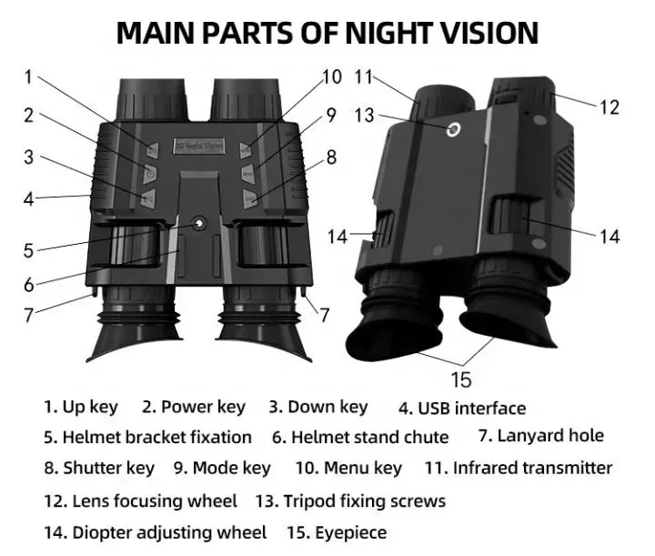 NV8000 3D Night Vision Goggles Binocular Binoculars Night Vision Hunting Googles for Helmet