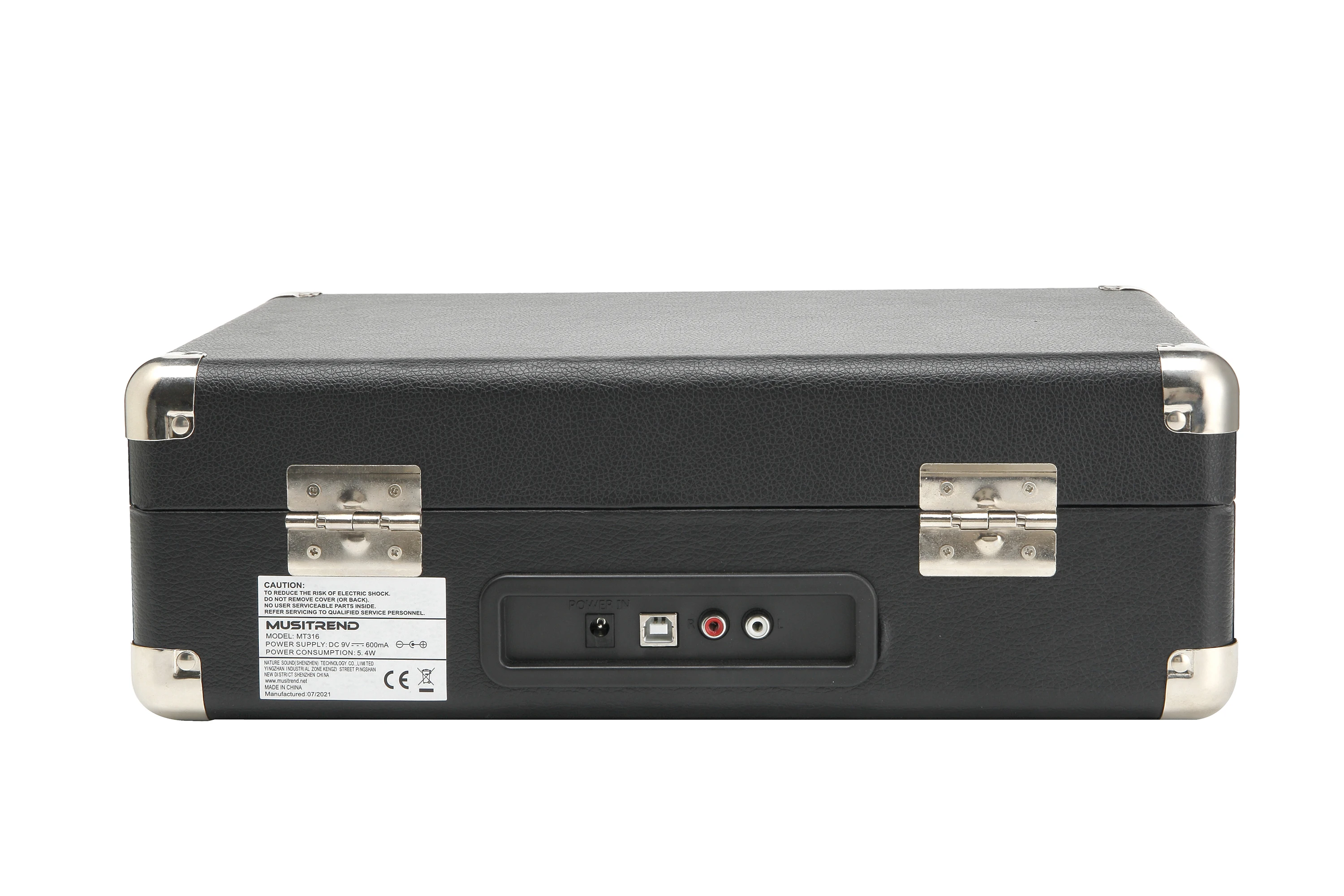 Manufacture wholesale portable turntable gramophone black luggage wireless record player