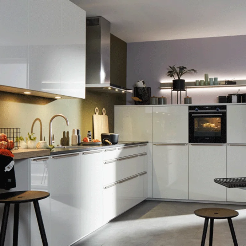 AIS high quality kitchen cabinets with cupboard high gloss melamine tiny home kitchen cabinet modern full sets