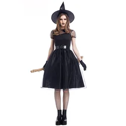 Halloween New Black Yarn Witch Costume Witch Costume Temperament Witch Night Ghost Game Costume