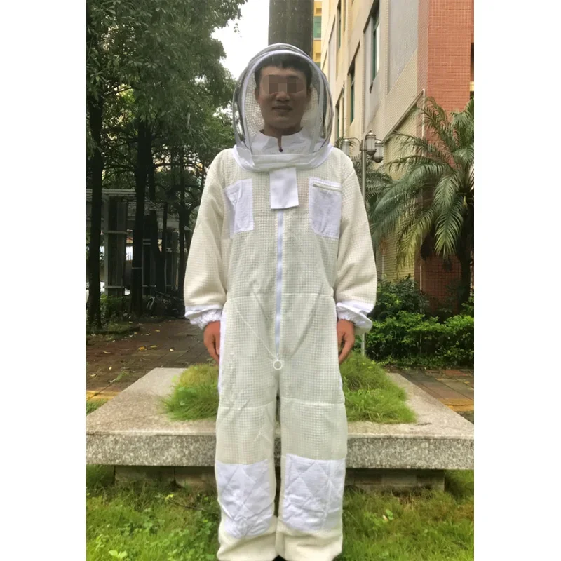 Ventilated Beekeeping Suit with Round Veil and zipper for Cotton Bee Suit