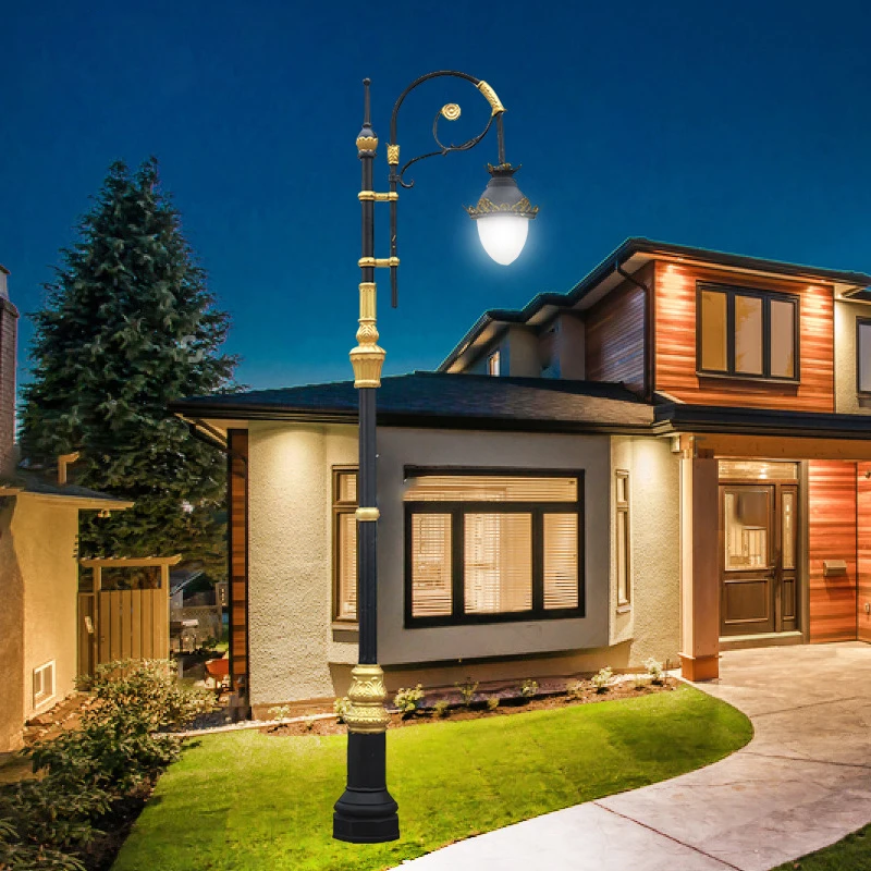   Customized Vintage Outdoor Post Lamp  Garden Light  Cast Aluminum Pole 3m 5m 8m Street Light