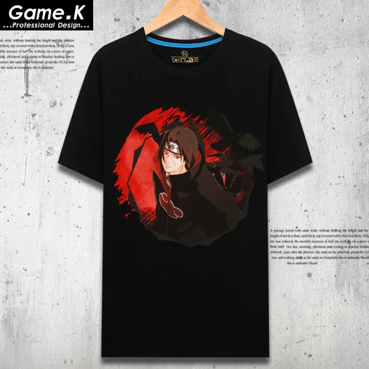 25 style anime men women 100% cotton black white clothes shirt Uzumaki ninja kakashi sasuke top t-shirt