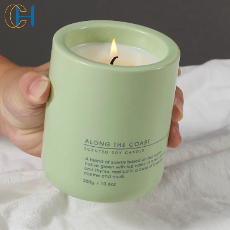 C&H Custom Vintage Design Hexagon Sharp Edge Debossed Logo Concrete Candle Jar with Custom Box