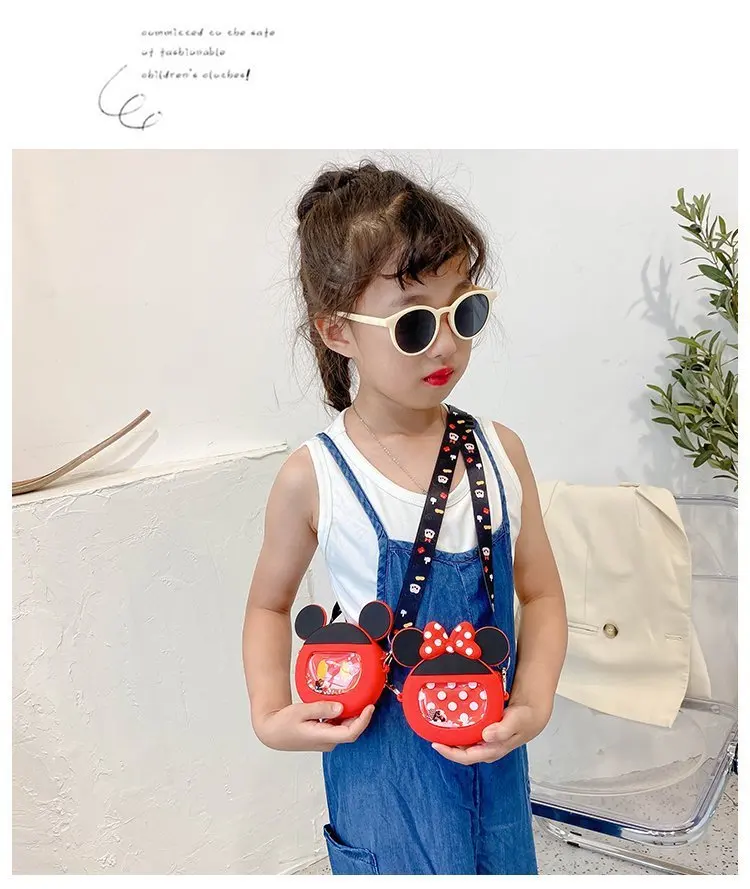 Fashion mini cartoon character Minnie handbag for kids girl cute square luxury crossbody shoulder coin purse bag party gift