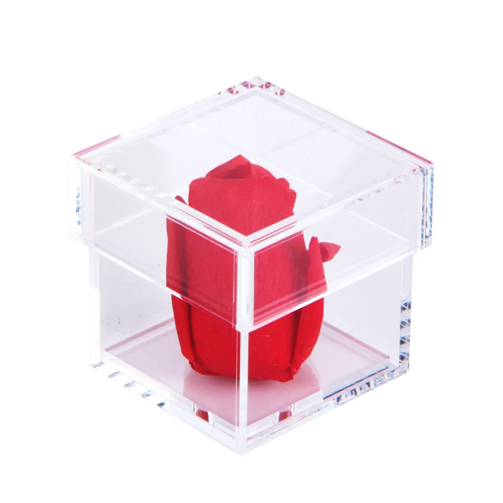 Wholesale Gift Clear Acrylic Single Rose Box Custom Gift Flower Acrylic Flower Box For Preserved Flower