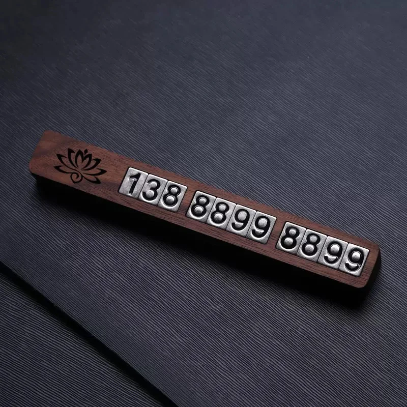 Wooden Car Phone Number Card Temporary Parking Card Plate for Car Custom Logo